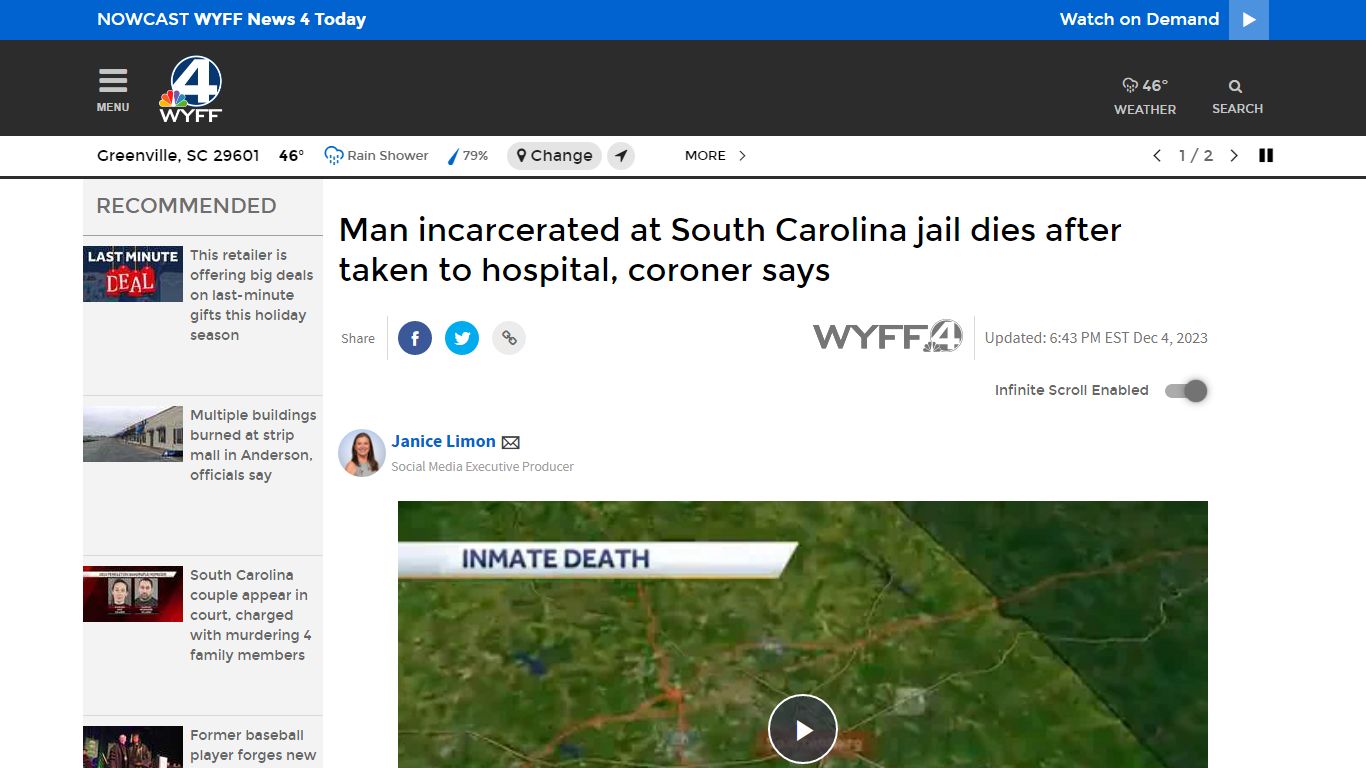 South Carolina: Man in Upstate jail dies after taken to hospital
