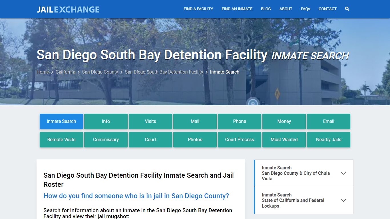 San Diego South Bay Detention Facility Inmate Search - Jail Exchange